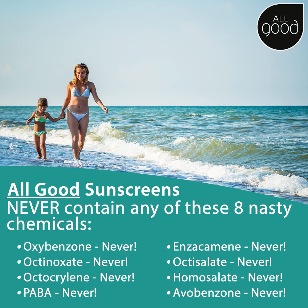 All Good Baby & Kids Mineral Face & Body Sunscreen - UVA/UVB Broad Spectrum, Coral Reef Friendly, Water Resistant, Zinc Oxide - (2) SPF 50 Butter Sticks & (2) SPF 30 Sprays