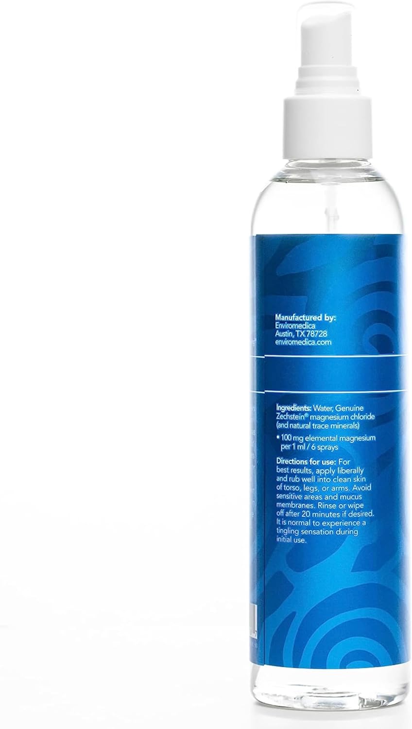 Ancient Minerals Magnesium Oil Spray Bottle of Pure Genuine Zechstein Magnesium Chloride - Topical Magnesium for Skin Application (4fl oz)