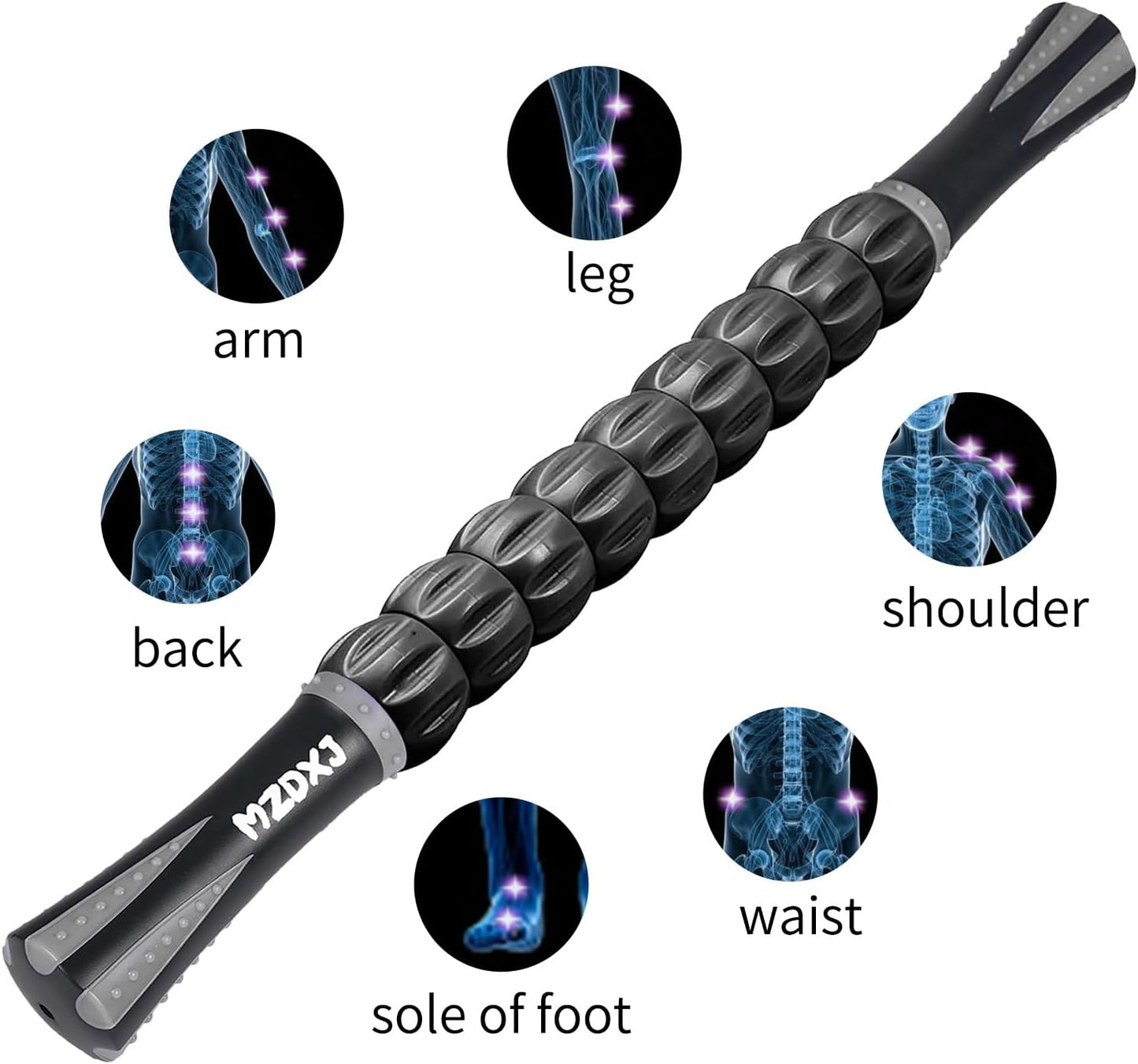 Muscle Roller Stick for Athletes - Deep Tissue Fascia Blaster & Roller Massager for Myofascial Pain Relief - Handheld Physical Therapy & Recovery Tool(Gray black-18 inch)