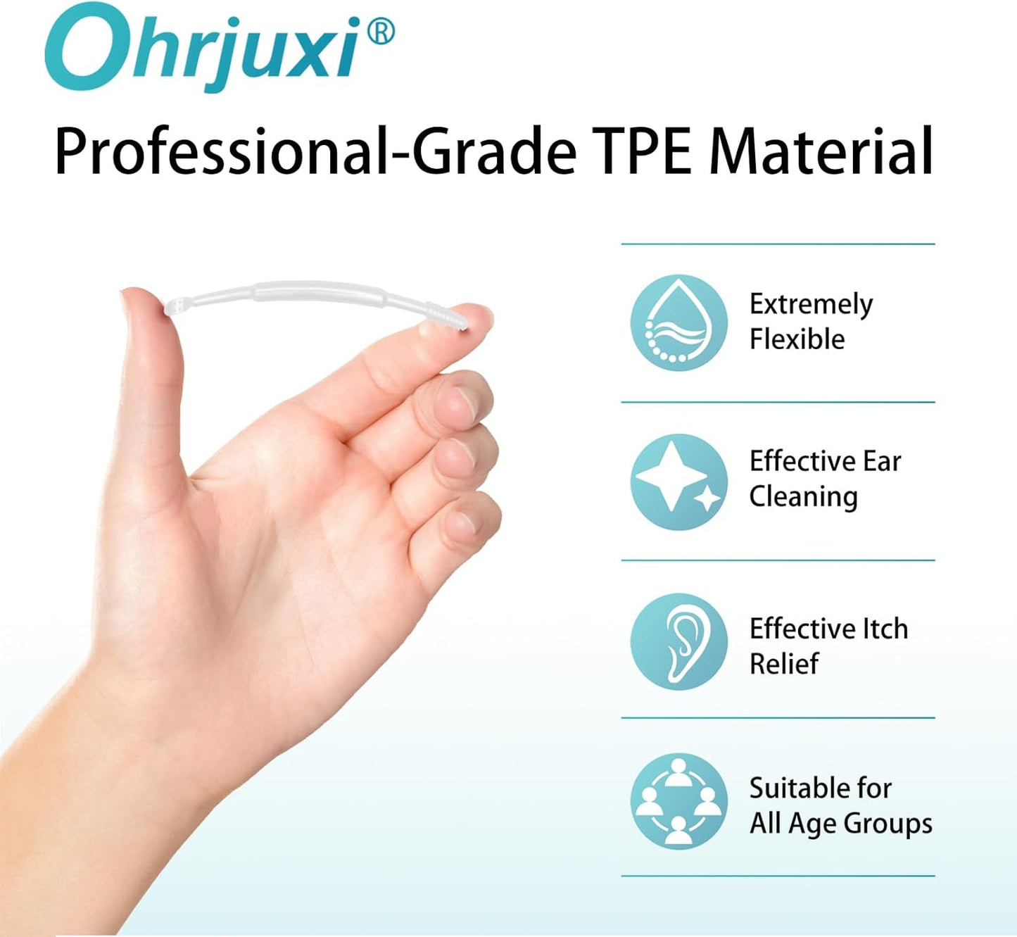 Ohrjuxi® Ear Wax Removal Tool - 201 PCS Reusable Ear Cleaners, Professional-Grade TPE, Effective & Gentle Ear Cleaning Kit, Clogged & Itch Ear Relief - Suitable for All Types of Ears(3 Styles)