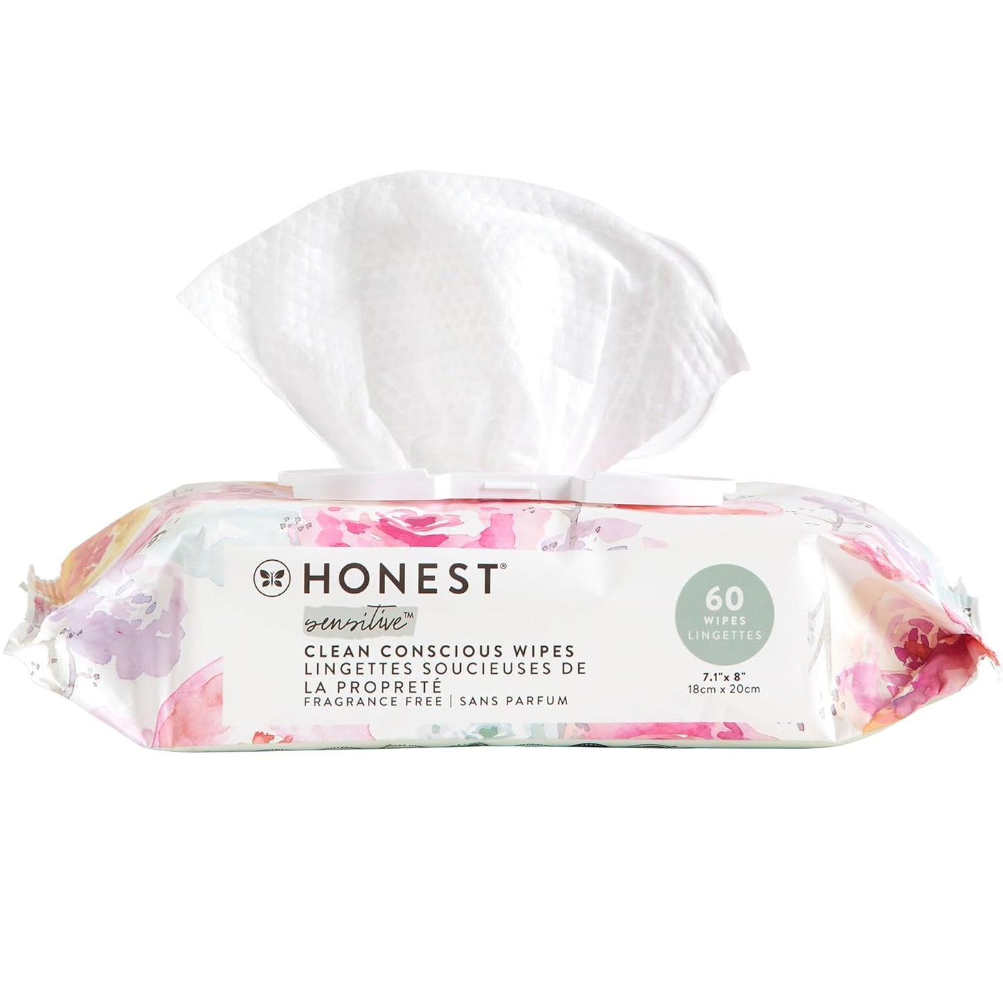 The Honest Company Clean Conscious Multi-Use Wipes Hypoallergenic and Unscented for Sensitive Baby Skin Over 99% Water Compostable Plant Based Baby Wipes Rose Blossom 60 Count