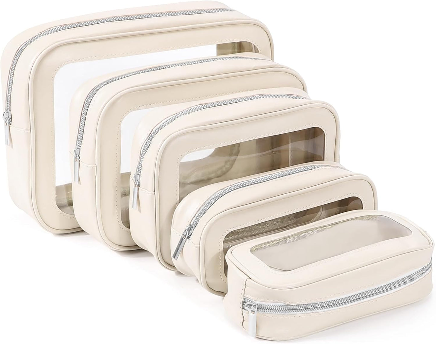 5PCS Diaper Bag Organizer Pouch Set, TSA Approved Toiletry Bag,Clear Waterproof TPU Makeup Bag Set Travel Organizer Bags for Women and Kids