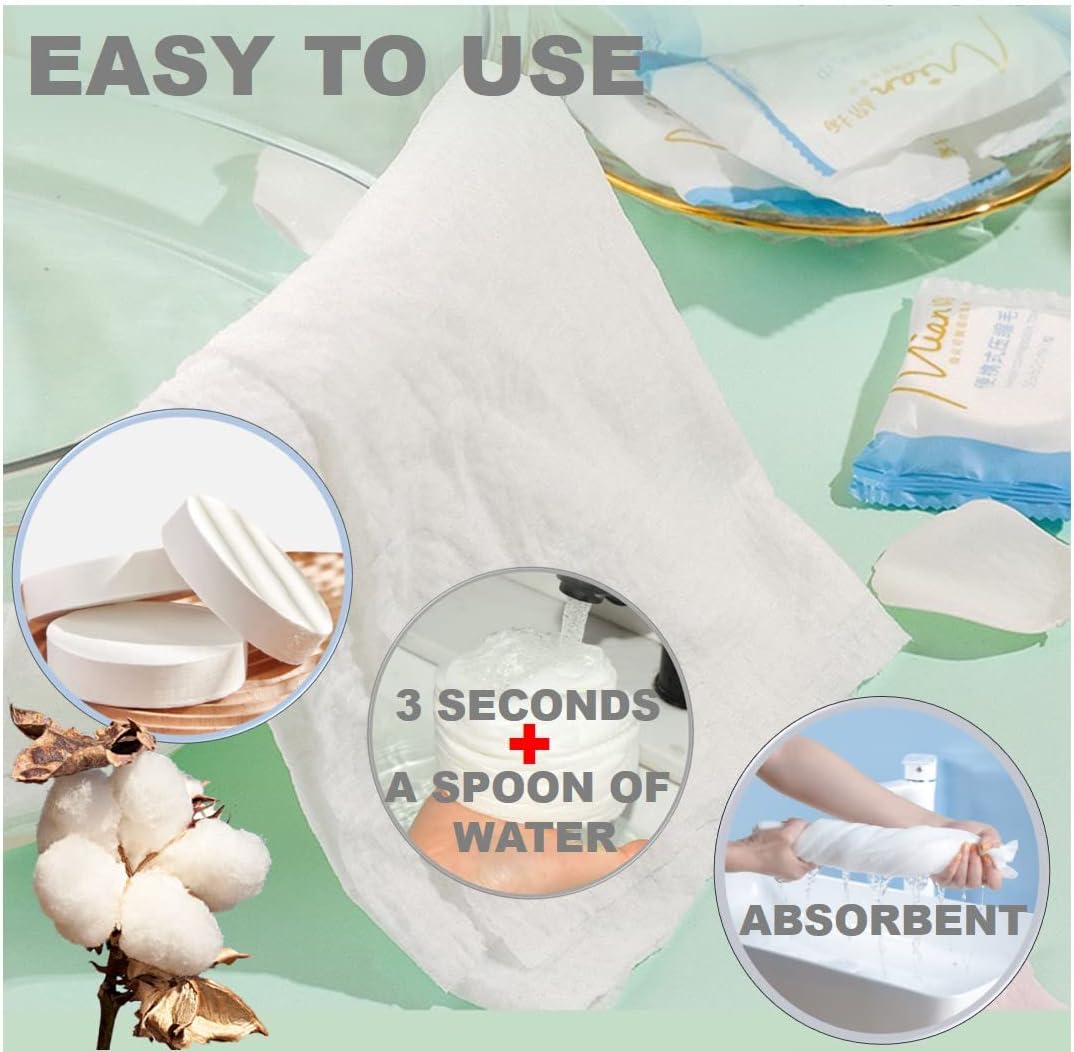 Premium Extra Large and Thick (23.6" X 11.8") Pure Cotton Disposable Washcloths, Portable Travel Towels Wash Cloth for Camping Hiking Backpacking or Traveling