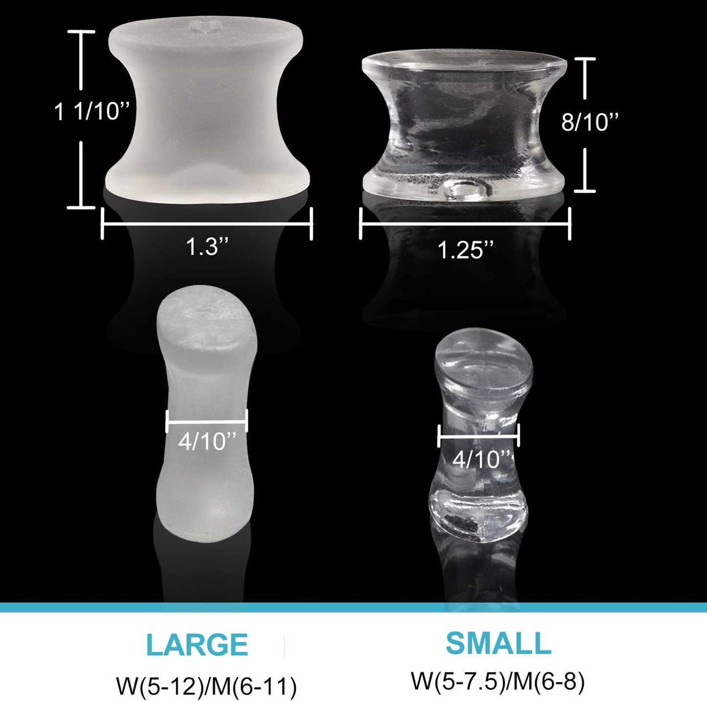 Povihome 10 Pack Gel Bunion Corrector and Toe Spacers Separators and Straightener Orthotics (4/10''Thick) for Sports Activities, for Men and Women Overlapping Toes, Bunion Pain Relief - Small Size