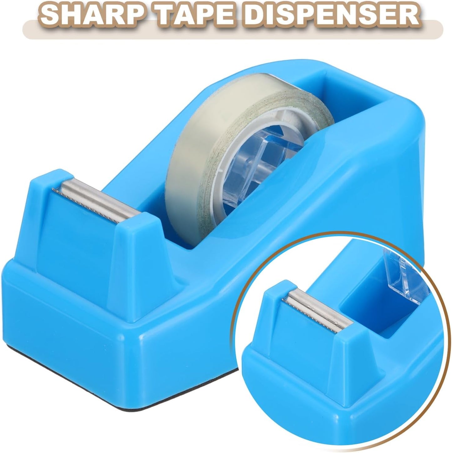 PATIKIL 2pcs Tape Dispenser Desk, Small Tape Dispenser Cute Desktop Dispenser Holder for Tape Office Desktop, Blue Tone