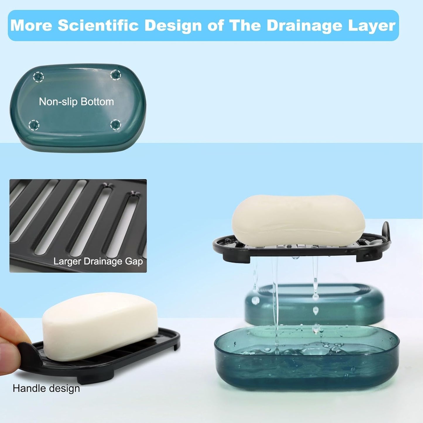 Travel Soap Container, Bar Soap Holder, Portable Soap Case, Soap Dish with Lid for Traveling, Camping, Gym, Bathroom (Blue Style-1)