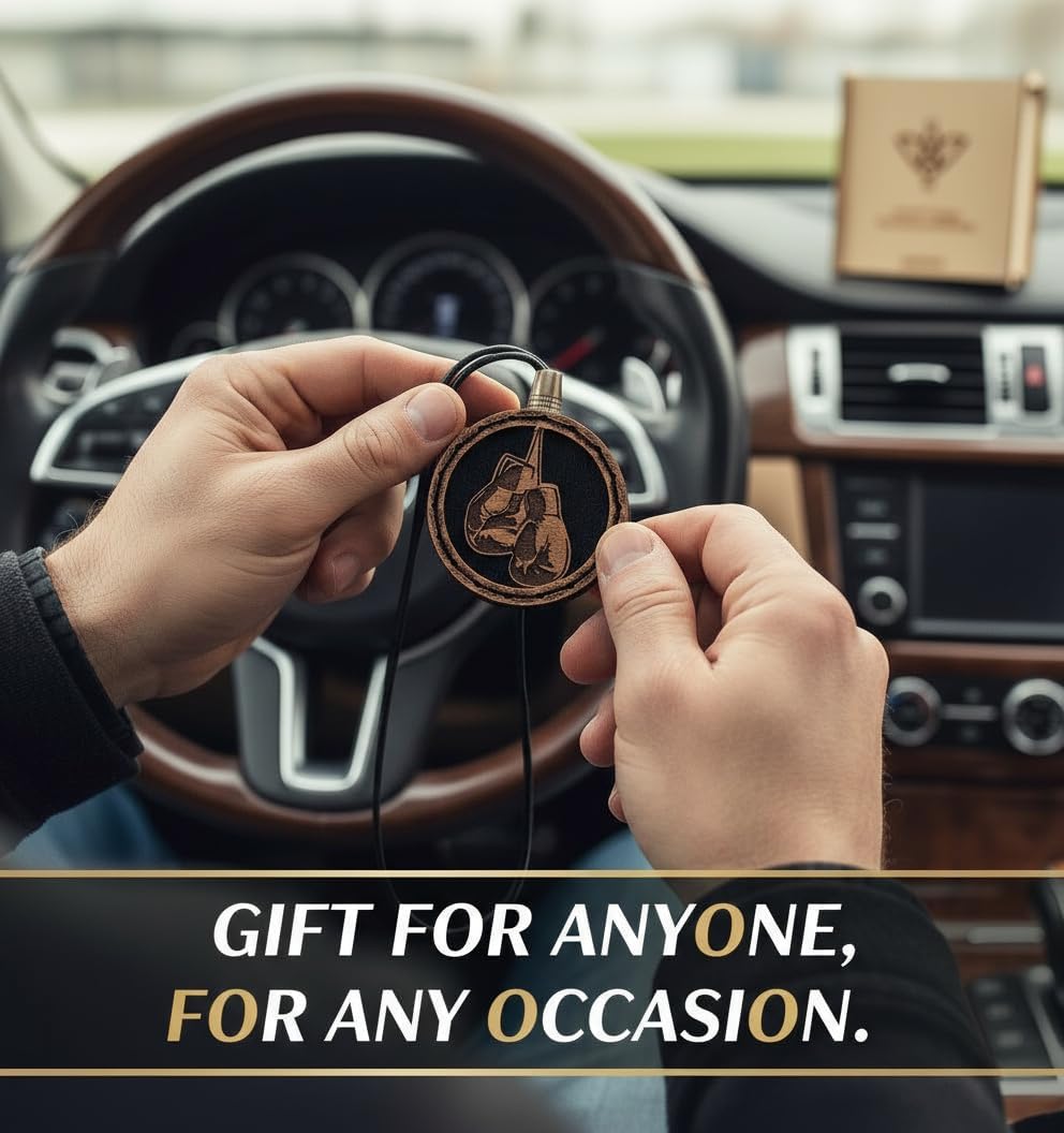Wood Car Air Freshener — Handmade Car Air Freshener — Boxing Gloves Designed Fragrance Oil Diffuser in Wooden Gift Box