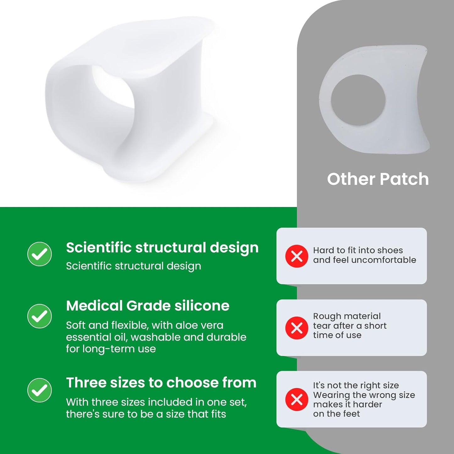 Bukihome Hammertoe Corrector - 6 Pack Toe Splints - Soft Gel Toe Straighteners - Realign Bent, Curled, Crooked, Claw, Hammer Toes - Toe Corrector for Men and Women, 3 Different Sizes (White)