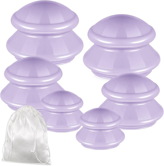 TrelaCo 6 Pcs Cupping Kit for Massage Therapy 3 Sizes Silicone Cupping Set Chinese Massage Therapy for Studio Household Cellulite Joint Pain Muscle Pain(Lavender)