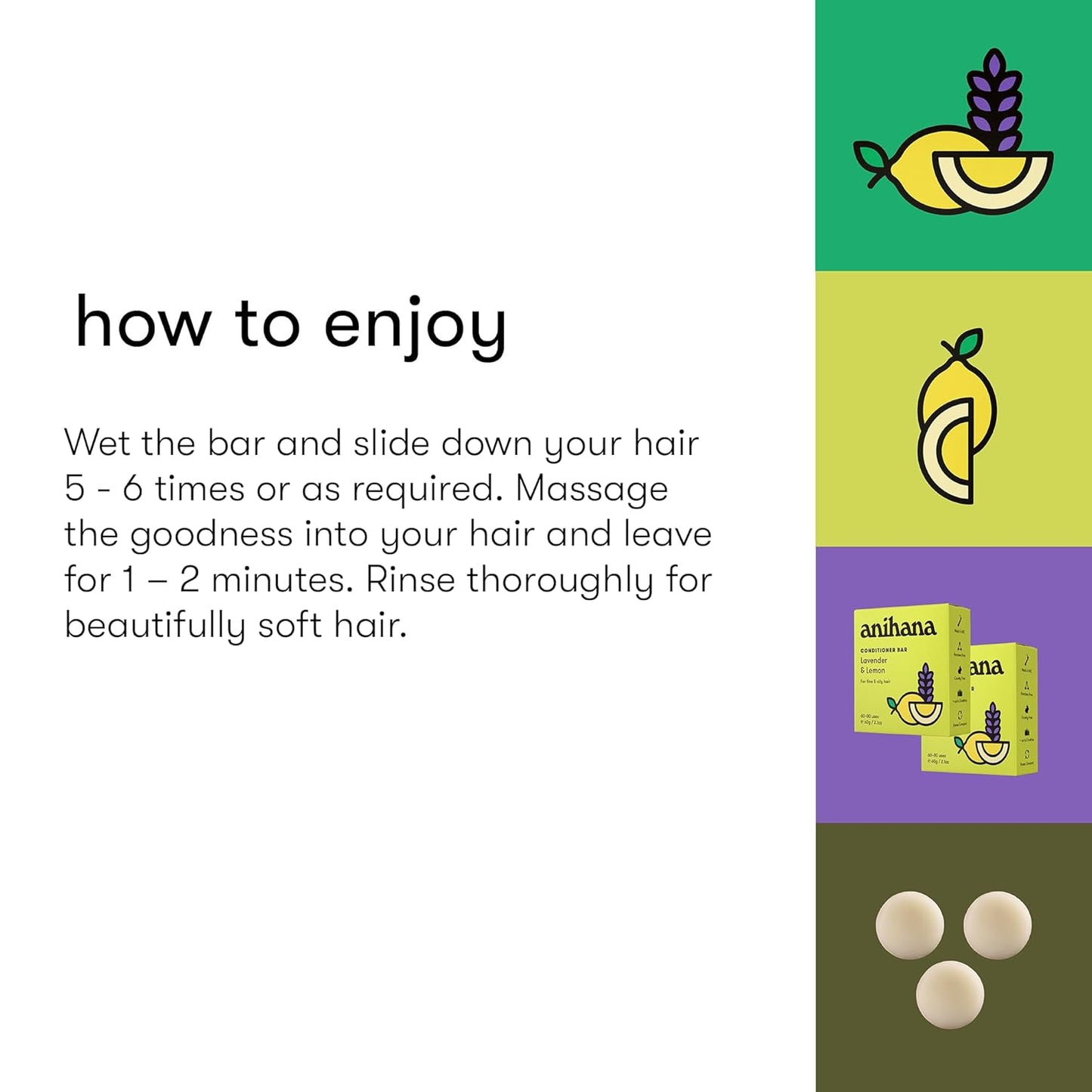 ANIHANA Conditioner Bar for Thin Fine Oily Hair Gives Hair Volume & Body Natural Healthy Look and Shine Paraben Free Lavender and Lemon 2.1 oz