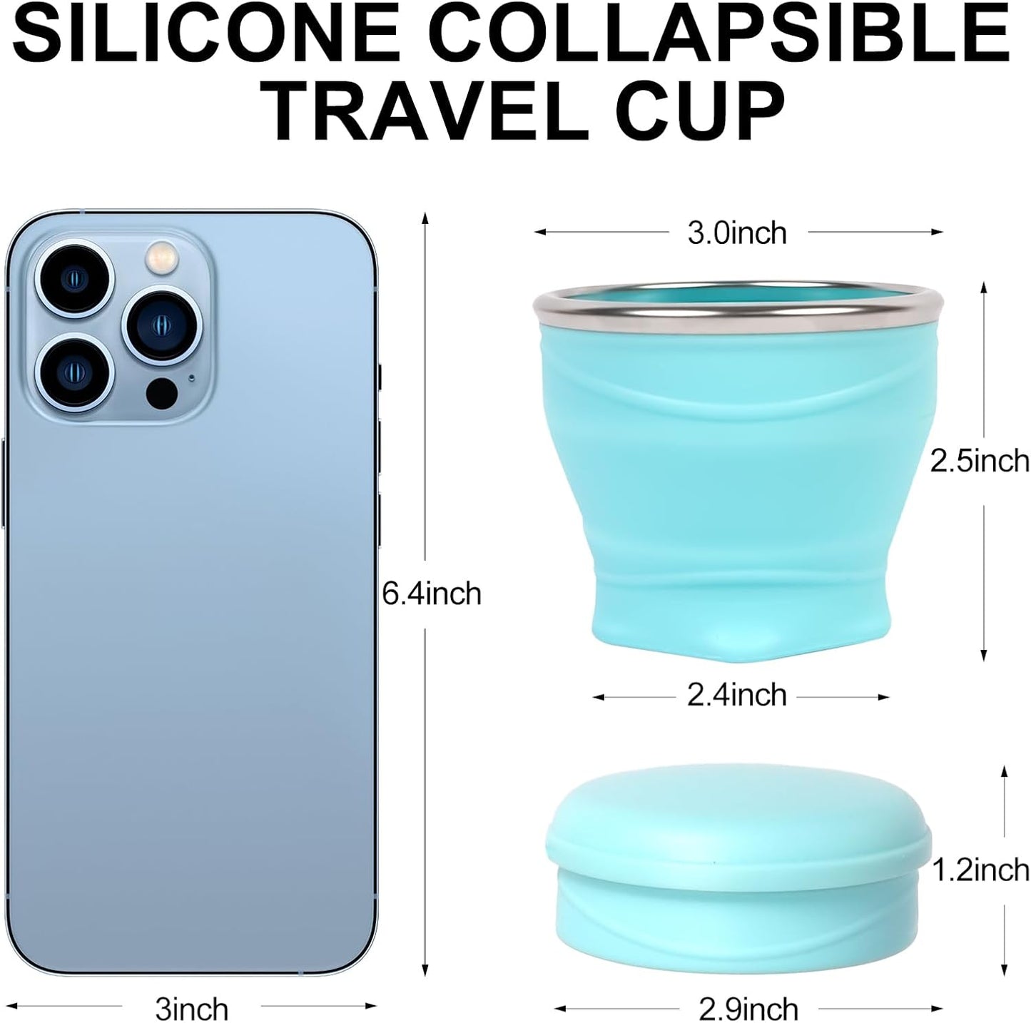 Collapsible Water Cup 6oz/180ml - Collapsible Cup - Silicone Collapsible TravelCup - Silicone Folding Camping Cup with Lids - Foldable Drinking Cup - for Travel, Camping, Hiking, Outdoor Sports