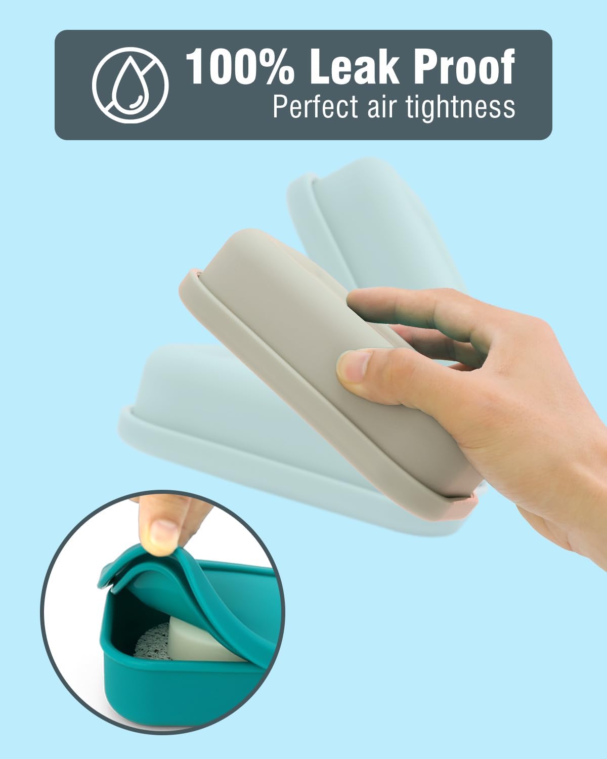 Enhanced Leak-Proof Travel Soap Case with Draining Pad, Silicone Soap Container for Traveling, Shampoo Bar Travel Case for Camping, Gym, Easy to Clean (Off-white)