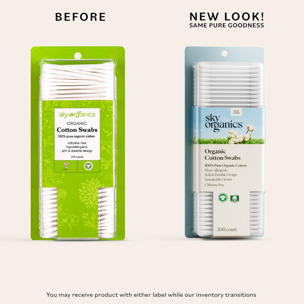 Sky Organics - Organic Cotton Swabs, 1500 ct. - Ultra Soft Tips - Strong & Durable - Hypoallergenic - Chlorine Free - Sustainable - Natural, Vegan & Cruelty Free - Skin Care & Self Care w ebook