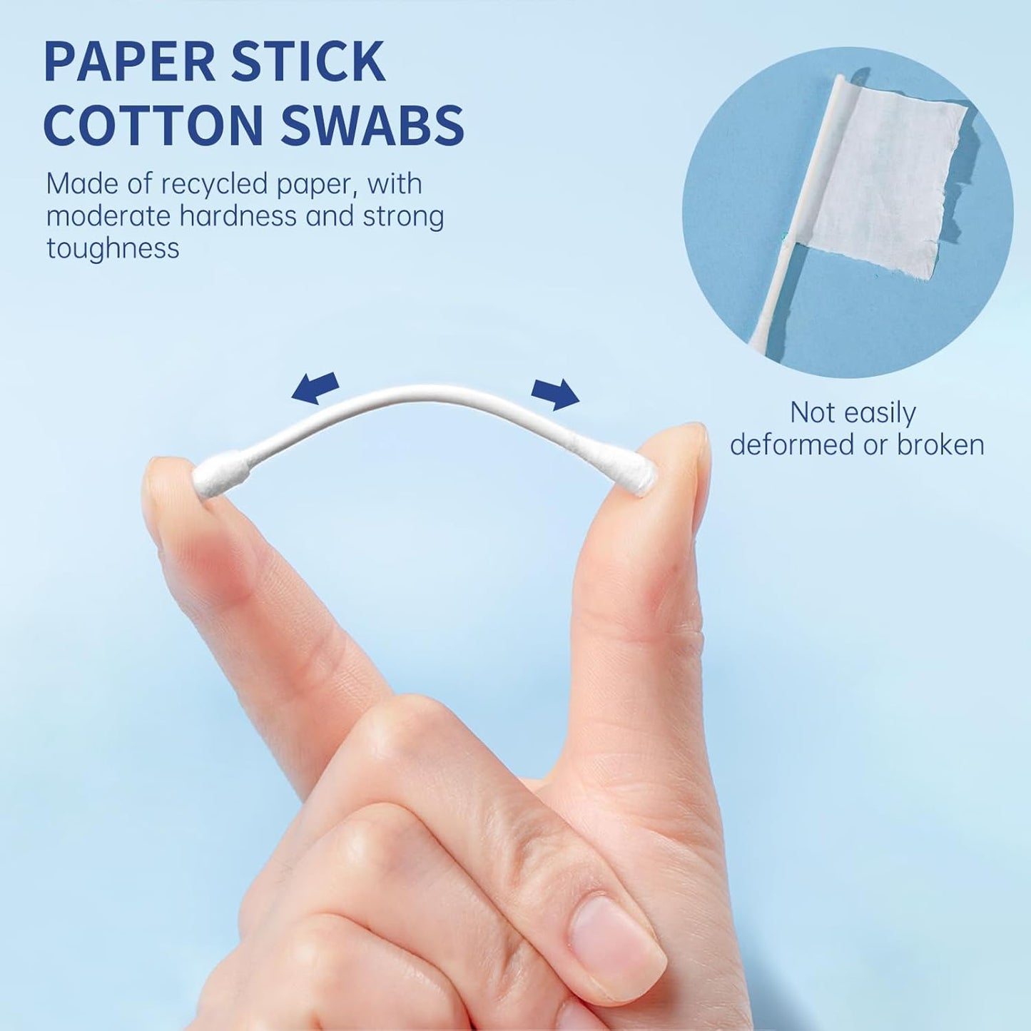 Pointed Tip Cotton Swabs, 800 Count Double Precision Tips Cotton Swabs Round Head Cotton Buds with Paper Stick, Cotton Buds for Makeup, Personal Care, Crafts