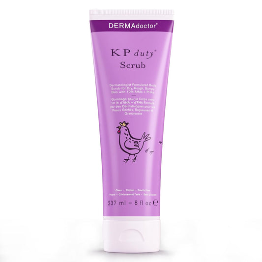 DERMAdoctor KP Duty Body Scrub Dermatologist Formulated Exfoliant for Keratosis Pilaris and Dry, Rough, Bumpy Skin with 10% AHAs + PHAs, 8 fl oz