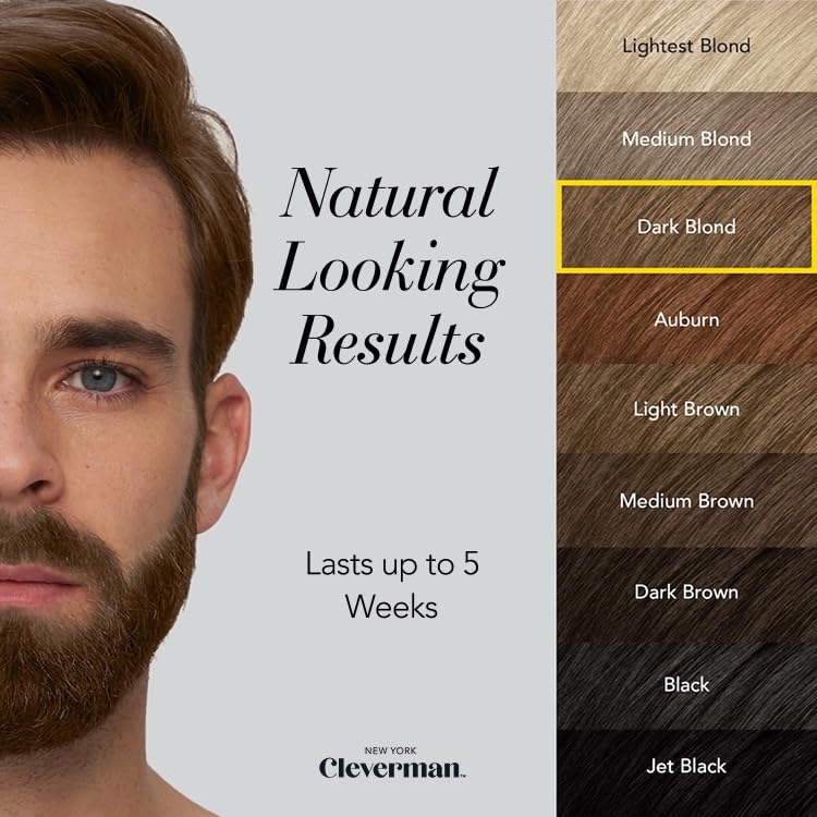 Cleverman Hair & Beard Dye Kit for Men, All-in-One Reusable Mens Hair Color, Natural Gray Coverage, Ammonia-Free Beard Mustache Dye for Men (Dark Blonde)