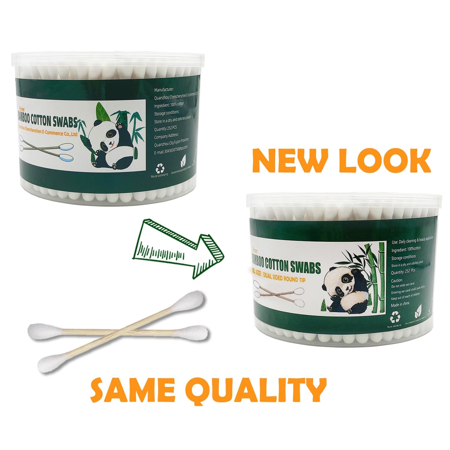 Thick Cotton Swabs,XL Size Natural Bamboo Cotton Buds 3 pack