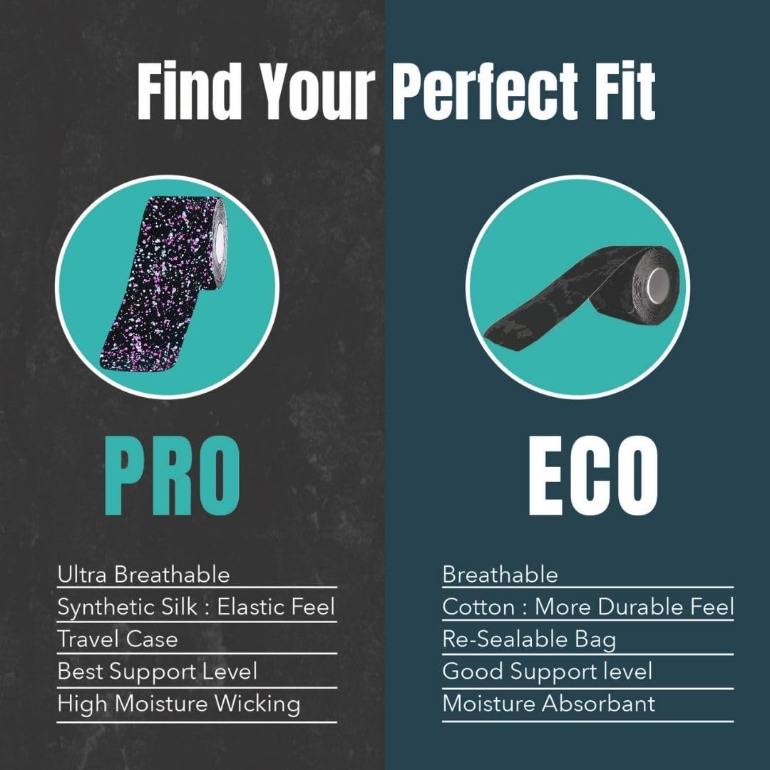 Heali Kinesiology Tape with Magnesium and Menthol, 20 Pcs Precut Strips, K Tape Roll, Knees, Physical Therapy Sports Tape for Muscles and Joints, Water Resistant, Pink Splatter