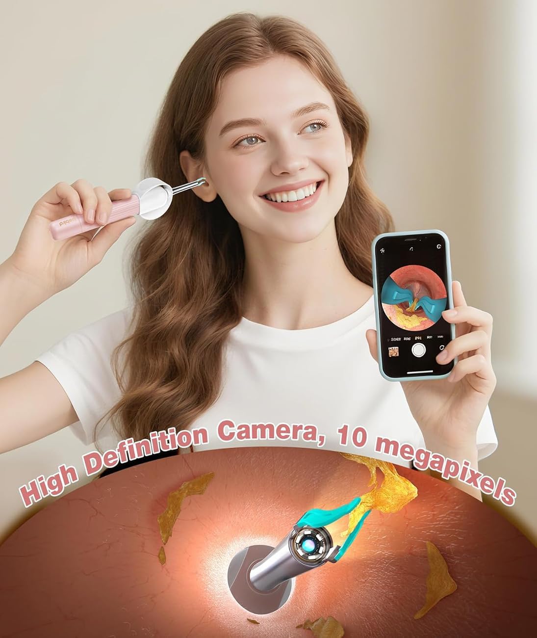 Ear Wax Removal Tool Camera, HD Visual Ear Cleaner with Flexible Otoscope & S-Shaped Silicone Head,WiFi Earwax Remover Kit with Tweezers, 21-in-1 Set for Family, Adults/Kids, Home & Travel