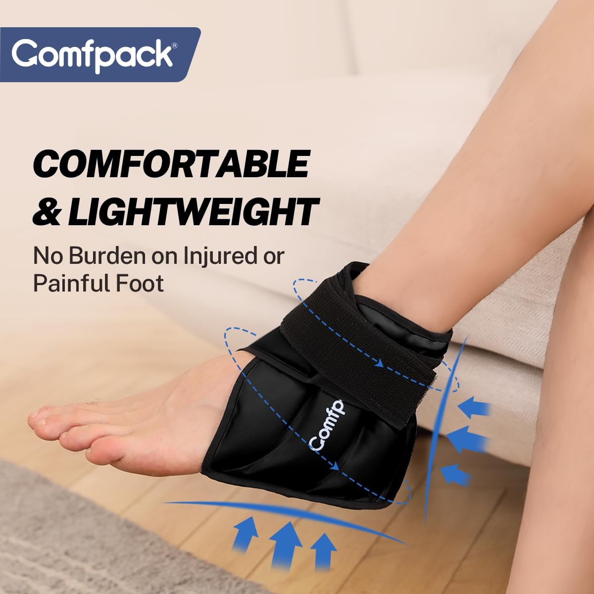 Ankle Ice Pack Wrap for Swelling, FSA Eligible, Heel Ice Pack for Pain Relief, Hot Cold Therapy Cold Pack for Plantar Fasciitis, Achilles Tendonitis, Ankle Sprain, Foot Pain, Black