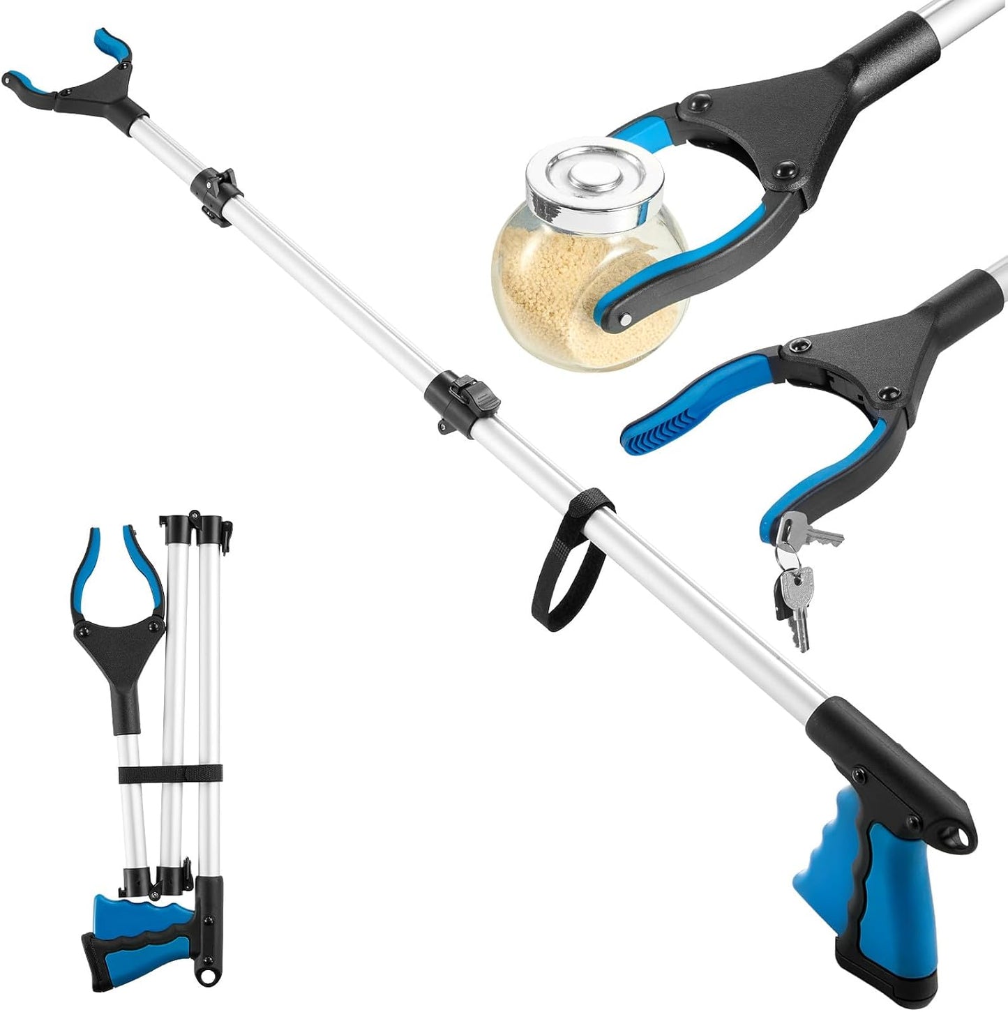 43 Inch Grabber Reacher Tool, Grabbers for Seniors Heavy Duty, Trash Picker Upper Grabber, Collapsible and Easy to Store, Wide Jaw, Grips Items Easily and Securely