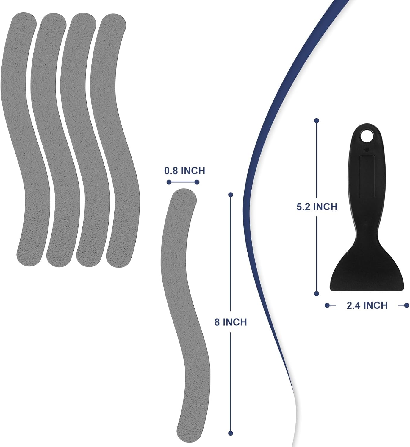 28 PCS Shower Floor Non Slip Stickers with Strong Adhesive, Invisible & Durable Anti Slip Shower Stickers with Scraper for Bath Tub, Pools and Stairs(Grey,Wavy)