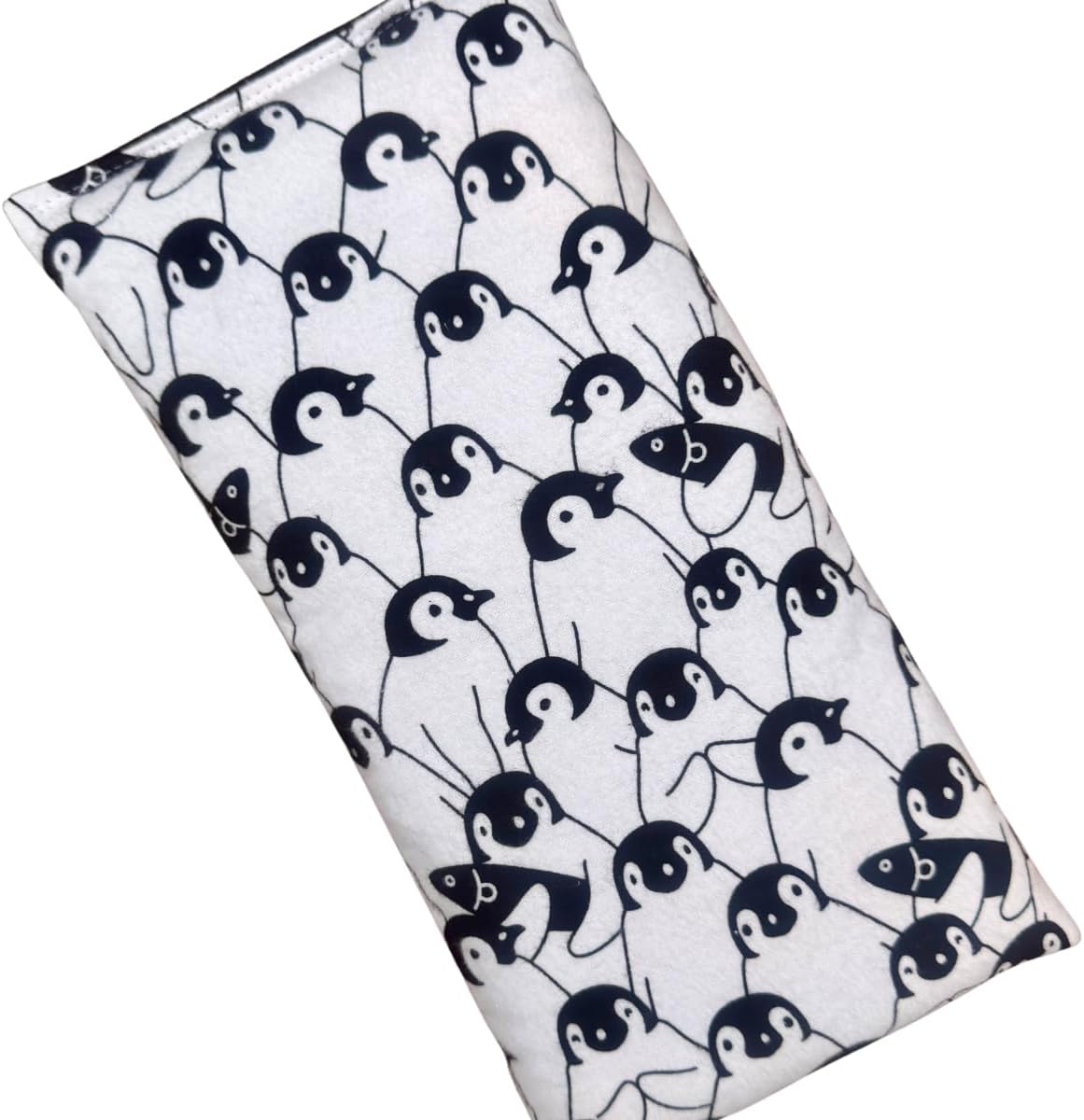 Microwave Heating Pad Filled With Flax Seed and Choice of Dried Herbs, Herbal Cold Pack, Good Size for Back Pain and Cramps, Hot and Cold Therapy, 6" x 12" (Penguin, Lavender & Chamomile)