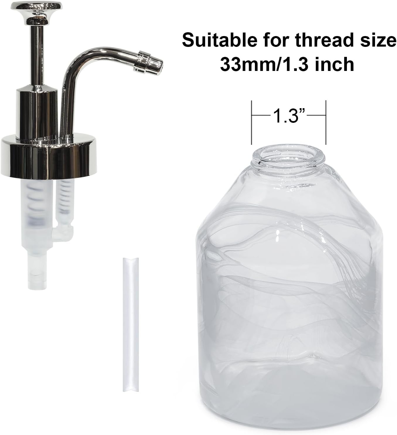 Soap&Lotion Dispensers Replacement Made of ABS Material,Smooth Action Oil Can Pump Head Suitable for Wider Mouth Bottle of 1.3 in (33 mm) Thread,Stylish Pump for Bottles DIY-Silver