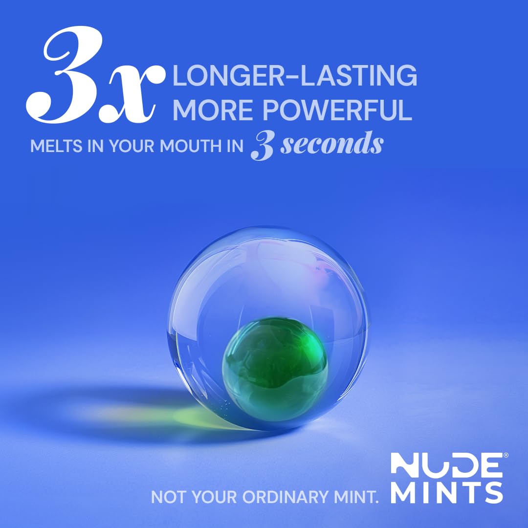 NUDE MINTS | Dual Action Liquid Capsules | Mouth Watering Mint - Lasts 3X Longer - 3X Stronger - Extreme Bad Breath Treatment For Adults - Sugar Free, 0 Calorie - All Flavors - 10 Pack - 300 Capsules