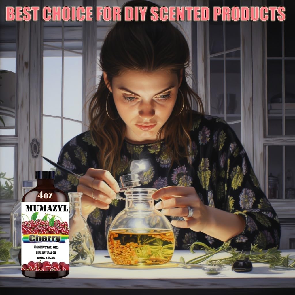 Cherry Essential Oil, Cherry Oil 4 Fl Oz 120ML for Diffuser Humidifier Yoga Cleaning DIY Candle Soap Making Essential Oils