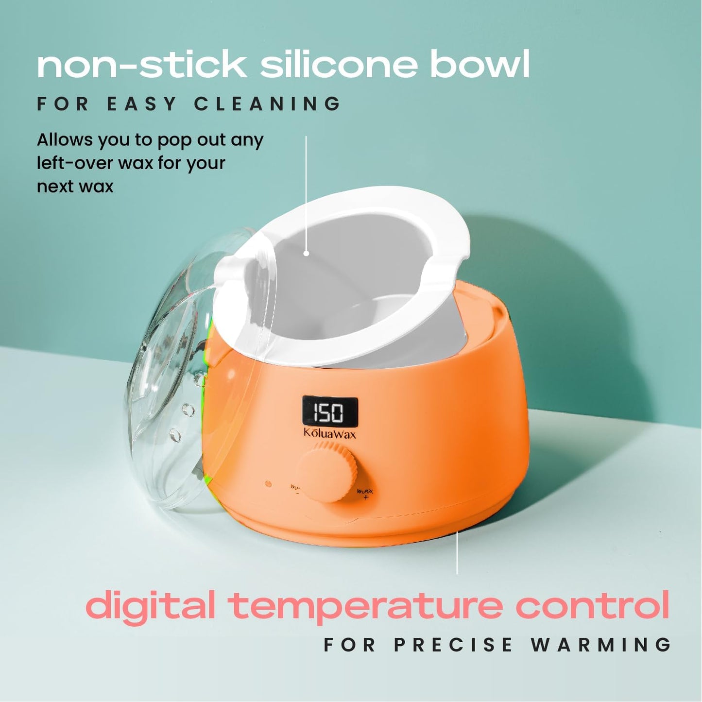 KoluaWax Premium Waxing Kit for Women - Hot Melt Hard Wax Warmer for Hair Removal, Eyebrow, Bikini, Legs, Face, Brazilian Wax - Machine, 4-Pack Beads, Accessories, Peach Fuzz