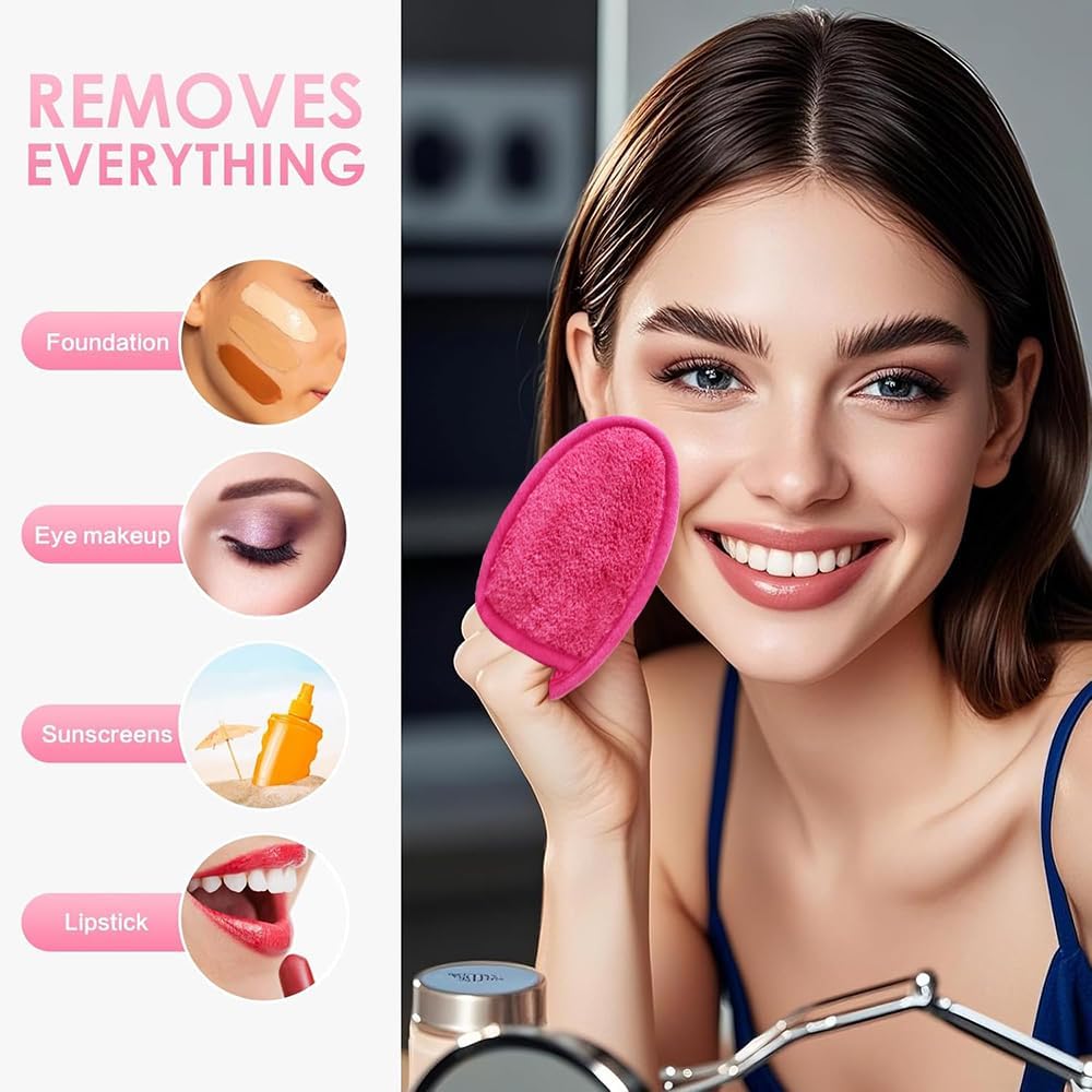 Reusable Makeup Remover Pads Soft Makeup Remover Cloths Washable Facial Makeup Cleansing Pads for Face,Lip,Eyes 6PCS