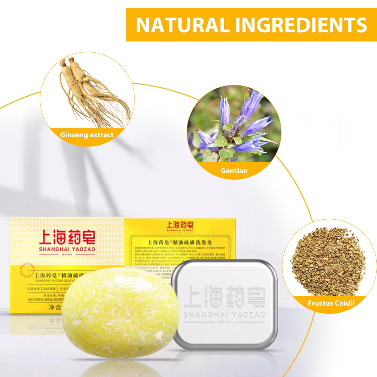 Bee & Flower Shampoo Bar Sulfur Shampoo Bar Oil Control & Balancing All Natural Travel Shampoos Bars for All Hair Types - 2.1 oz (Comes with Mesh Bag and Tin Box)