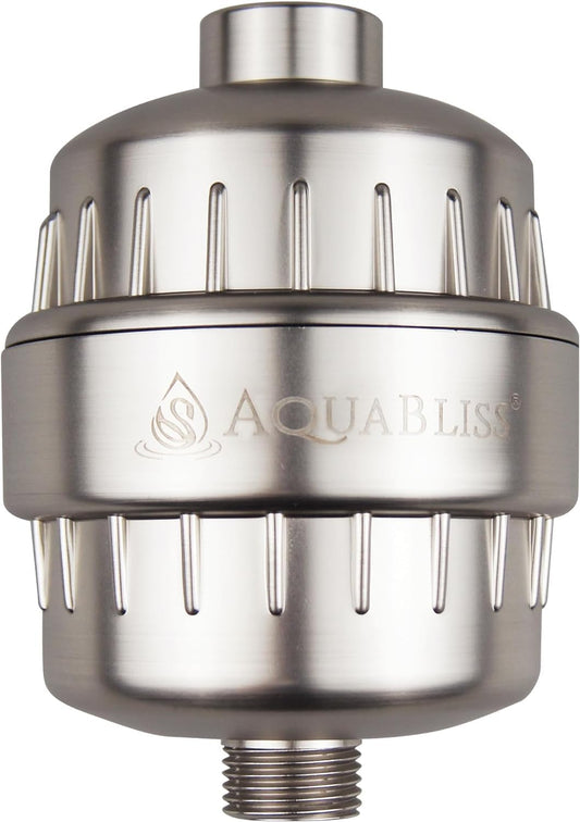 AquaBliss High Output Revitalizing Shower Filter - Reduces Dry Itchy Skin, Dandruff, Eczema, and Dramatically Improves The Condition of Your Skin, Hair and Nails - Brushed Nickel (SF100-BN)