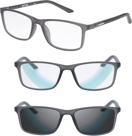 Croakies Riptide Photochromic Eyewear | UV400 Sunglass and Bluelight Protective Eyeglass For Outdoor and HEV Devices | Bundle