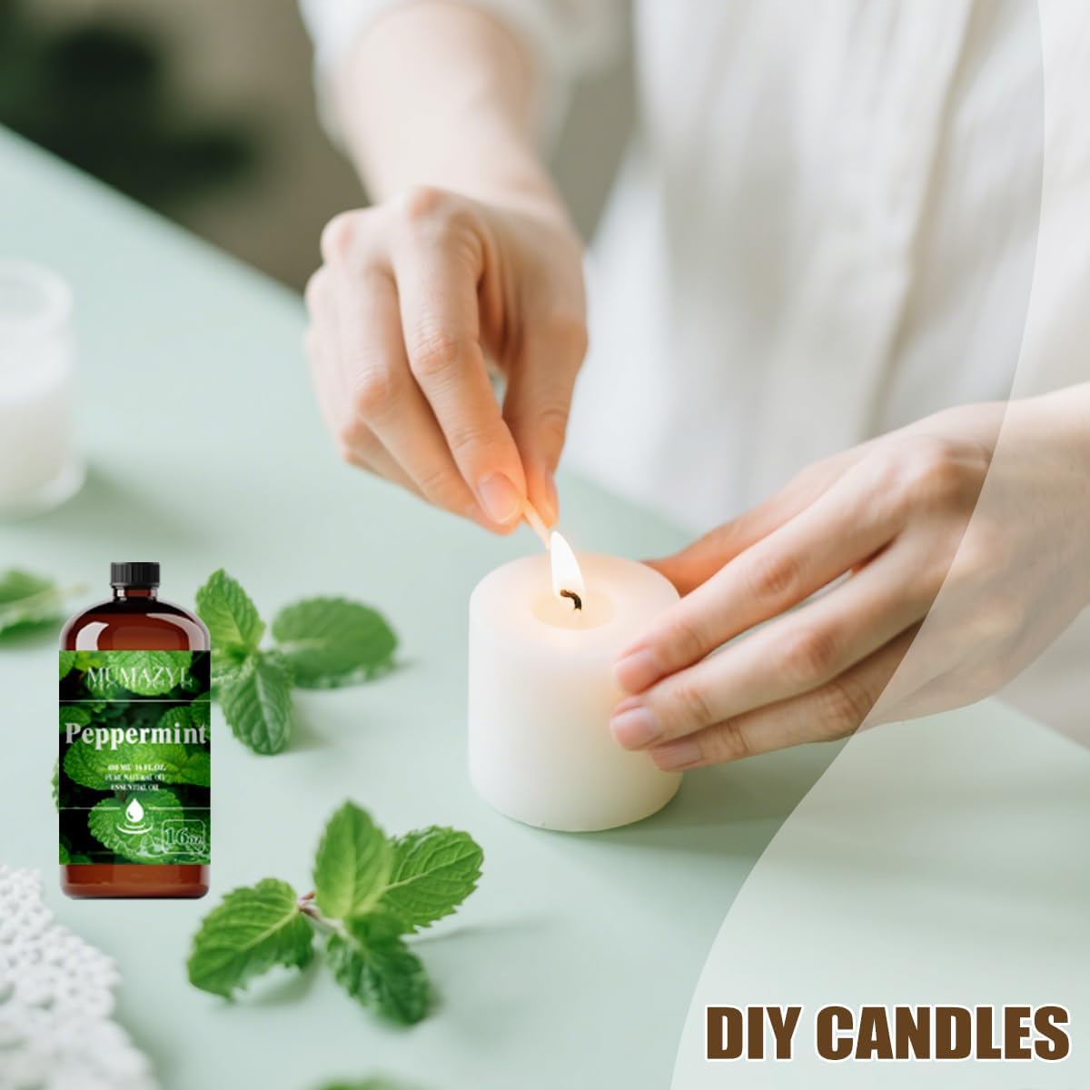 Peppermint Essential Oil, Peppermint Oil 16 Fl Oz 480ML for Diffuser Humidifier Yoga Cleaning DIY Candle Soap Making Essential Oils