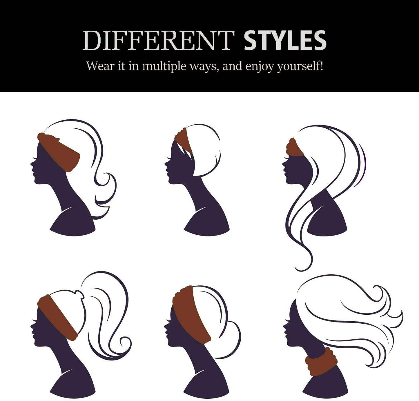 GiLi 2 Pack Wide Headbands for Women Boho African Knotted Non Slip Fashion Hair Bands Yoga Running Sports Workout Gym Head Wraps Elastic Soft Cotton Cloth Turbans Bandana for Girls (White,Black)