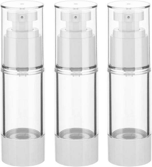 1OZ/30ML Clear Airless Pump Bottles, Lotion Dispenser Travel with Pump, Vacuum Plastic Travel Size Lotion Bottle for Foundation, Creams, Cosmetic(3 Pack)