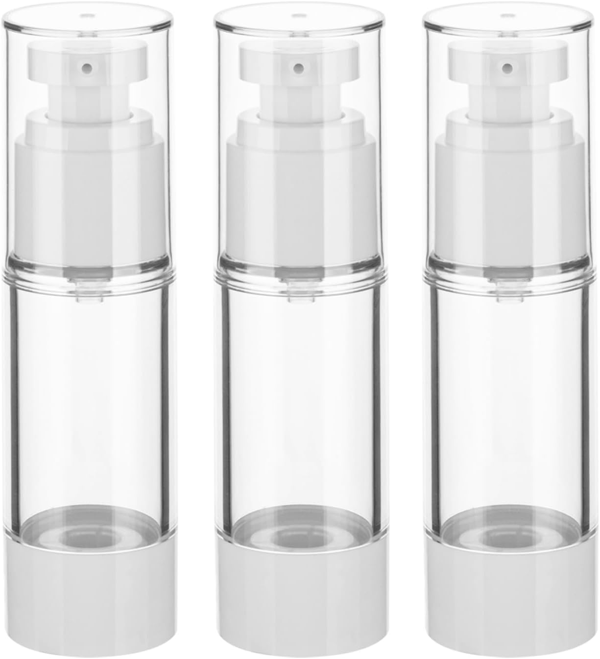 1OZ/30ML Clear Airless Pump Bottles, Lotion Dispenser Travel with Pump, Vacuum Plastic Travel Size Lotion Bottle for Foundation, Creams, Cosmetic(3 Pack)