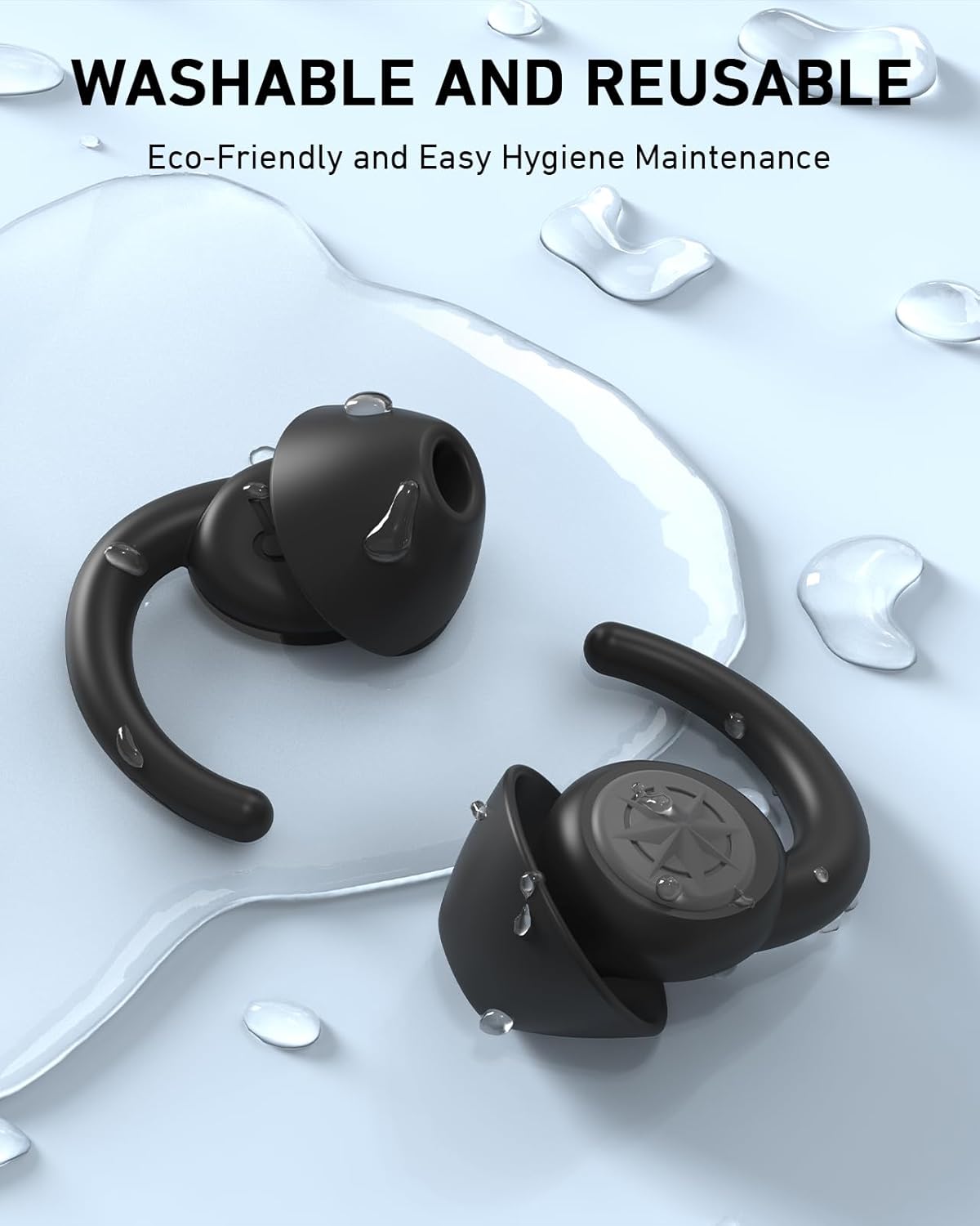 Ear Plugs for Sleeping 2 Pairs,NRR33dB Reusable Earplugs for Sleep,Soft Silicon Ear Plug for Snoring Blocking,Noise Reduction Blocking,Drown Out Snoring,Side Sleepers Black