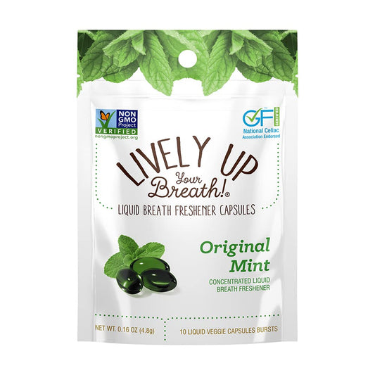 Chewable Liquid Filled Mint Capsule Breath Fresheners, 120 ct. Fights Bad Breath, Vegetarian Formula (comes in 12 individual packets)