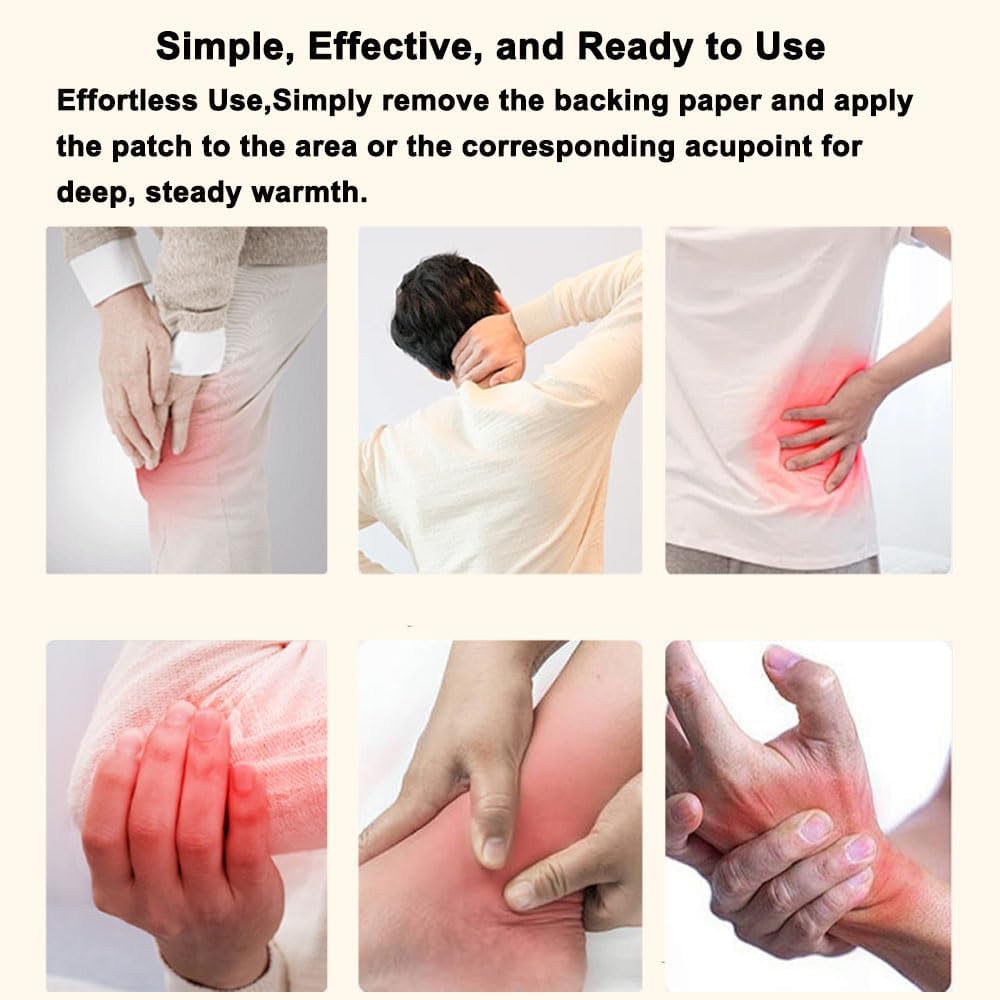 50 Count Ginger Self-Heating Patches | Long-Lasting Comfort for Back, Neck, Shoulders, Knees & Joints | 8-Hour Herbal Warming Pads (12x8cm)