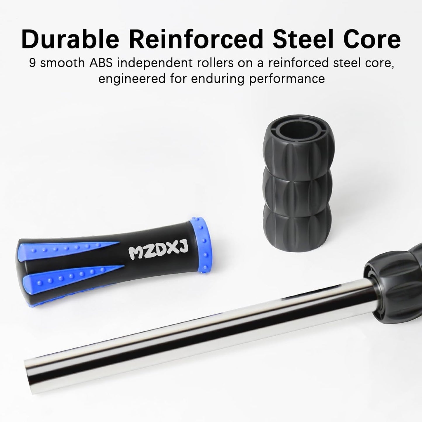 Muscle Roller Stick for Athletes - Deep Tissue Fascia Blaster & Roller Massager for Myofascial Pain Relief - Handheld Physical Therapy & Recovery Tool(Blue black-18 inch)