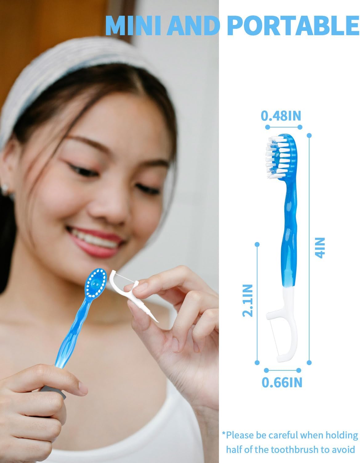 5 in 1 Disposable Mini Toothbrushes Travel Size with Toothpaste, Floss, Pick & Tongue Scraper, Individually Wrapped, Portable Oral Care Set, 32 Packs, Mix 4 Flavors