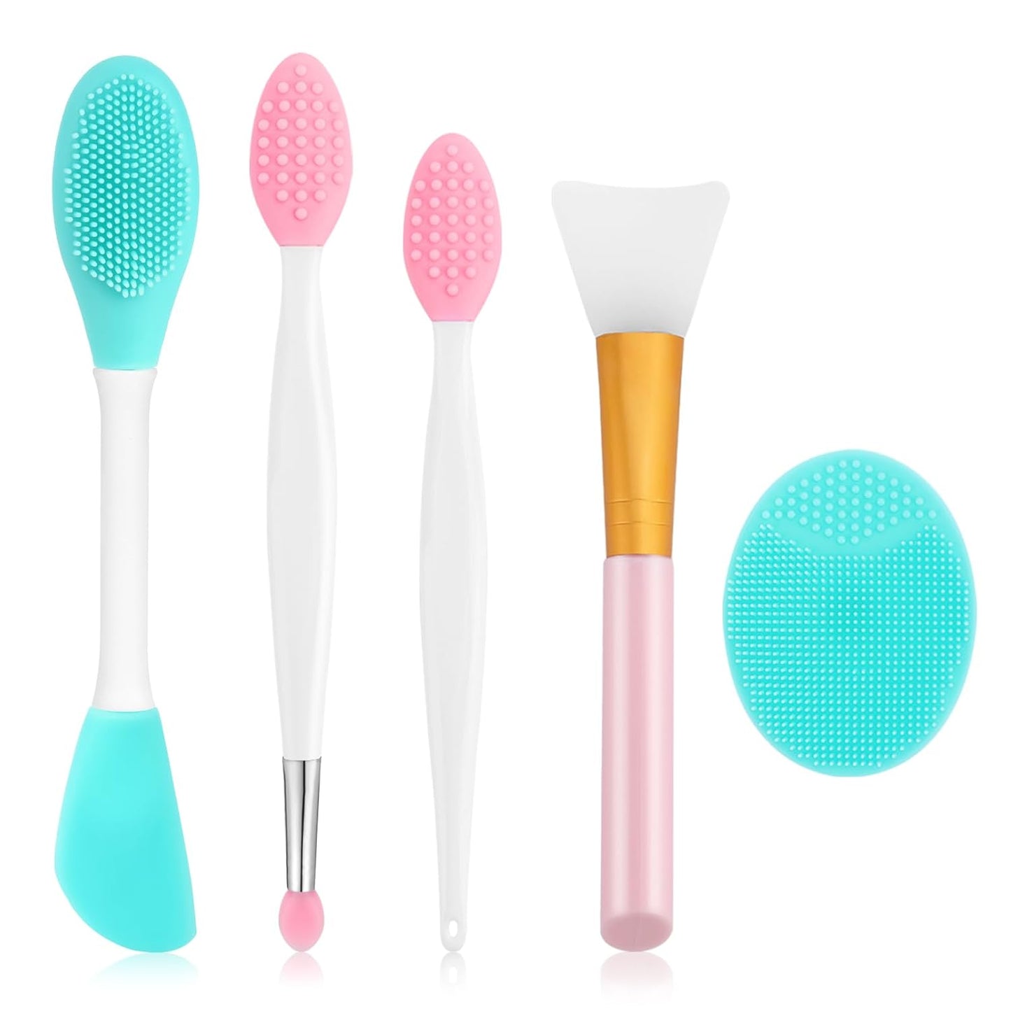 Silicone Face Scrubber, 2pcs Exfoliating Lip Brush, 1pcs Cleansing Brush,2pcs Face Mask Exfoliator Blackhead Skin Care Tool