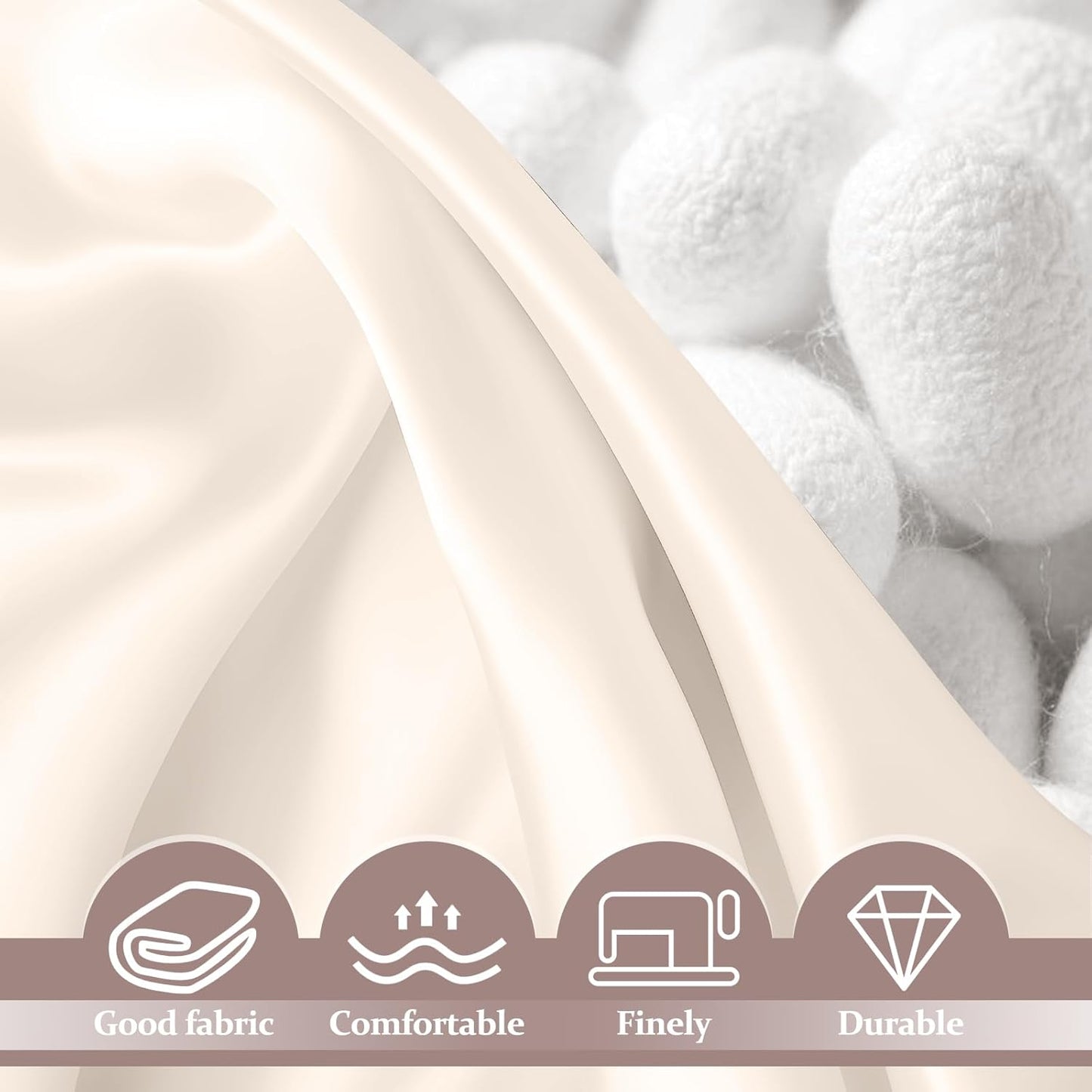 2 Pack 100% Pure Silk Pillowcase for Hair and Skin, Both Sides Mulberry Silk Pillowcases with Hidden Zipper, Cooling Pillowcase 19 Momme, 600 Thread Silk Pillow Cases King Size, Beige