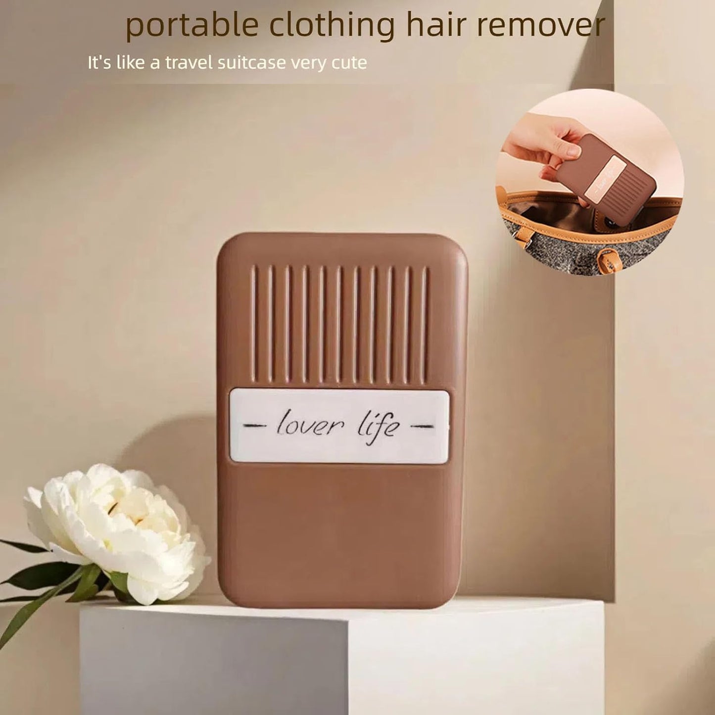 Mini Lint Roller Reusable Travel Lint Rollers for Clothes Portable Lint Remover for Pet Hair Purse Dust Fuzz Washable Sticky Small Size Compact 1.9''×1''×2.9''(Caramel)