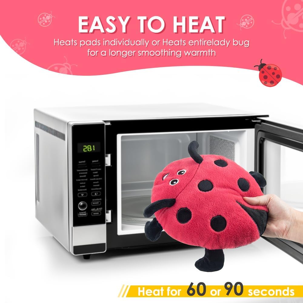 Microwavable Heating Pad for Pain Relief, Cute Unscented Stuffed Animal Moist Heat Pad for Neck, Shoulder, Stitched Heatable Soft Pillow for Cramps, Period, Gift for Women & Kids (Red)