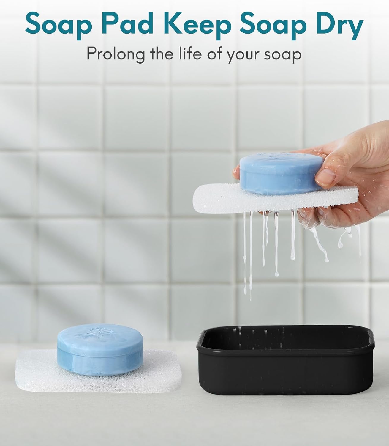 Quatish Solid Shampoo Bar Holder, Large Leakproof Travel Soap Case, Silicone Soap Box with Draining Layer, Enhanced Soap Container, Suitable for Camping, Gym, Bathroom, Outdoor Essentials, Black