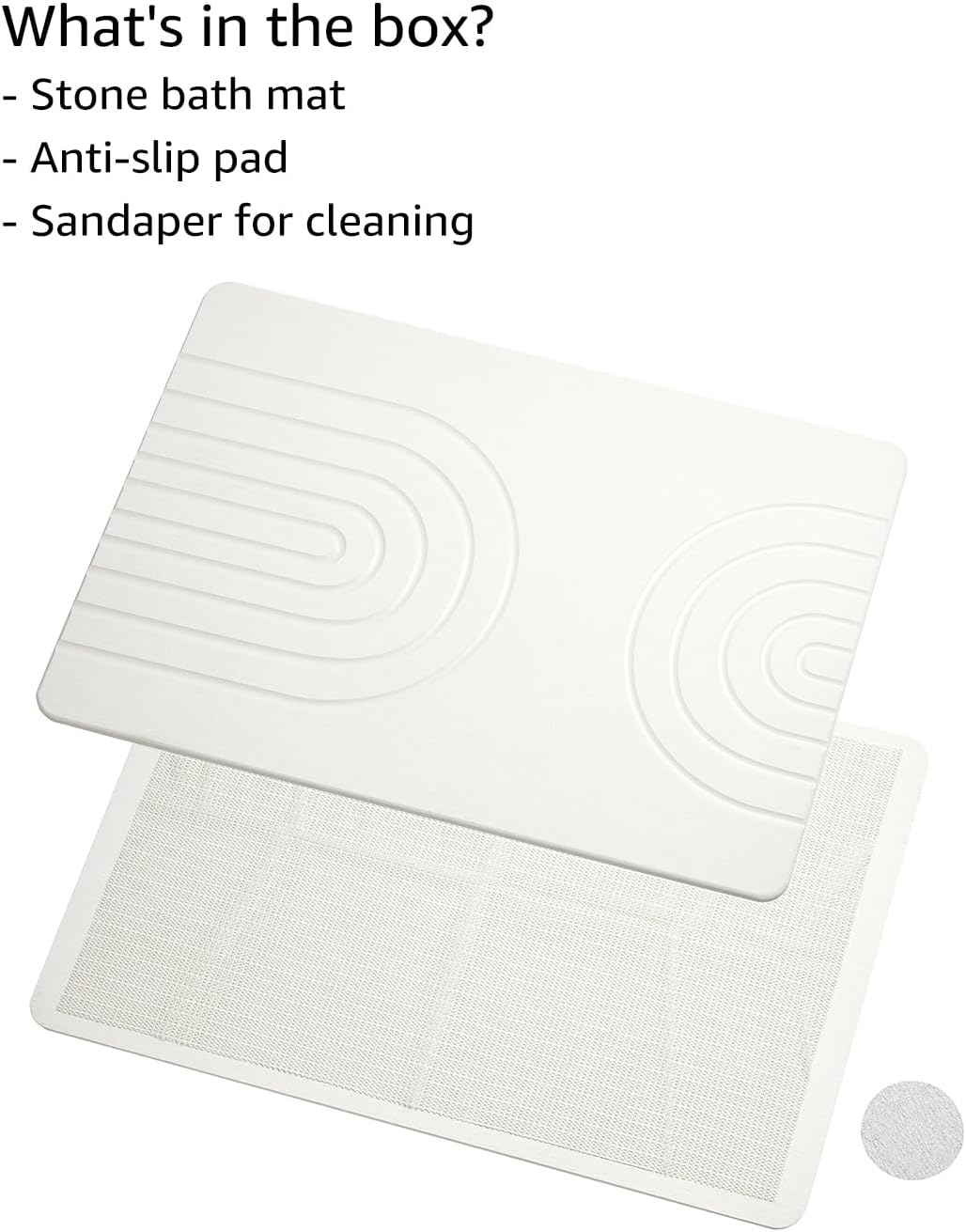 Stone Bath Mat 24"x16" - Diatomaceous Earth Shower Mat, Quick Dry, Anti-Slip, Modern Design with Bonus Non-Slip Pad - Perfect for Home Safety and Style,Light Gray